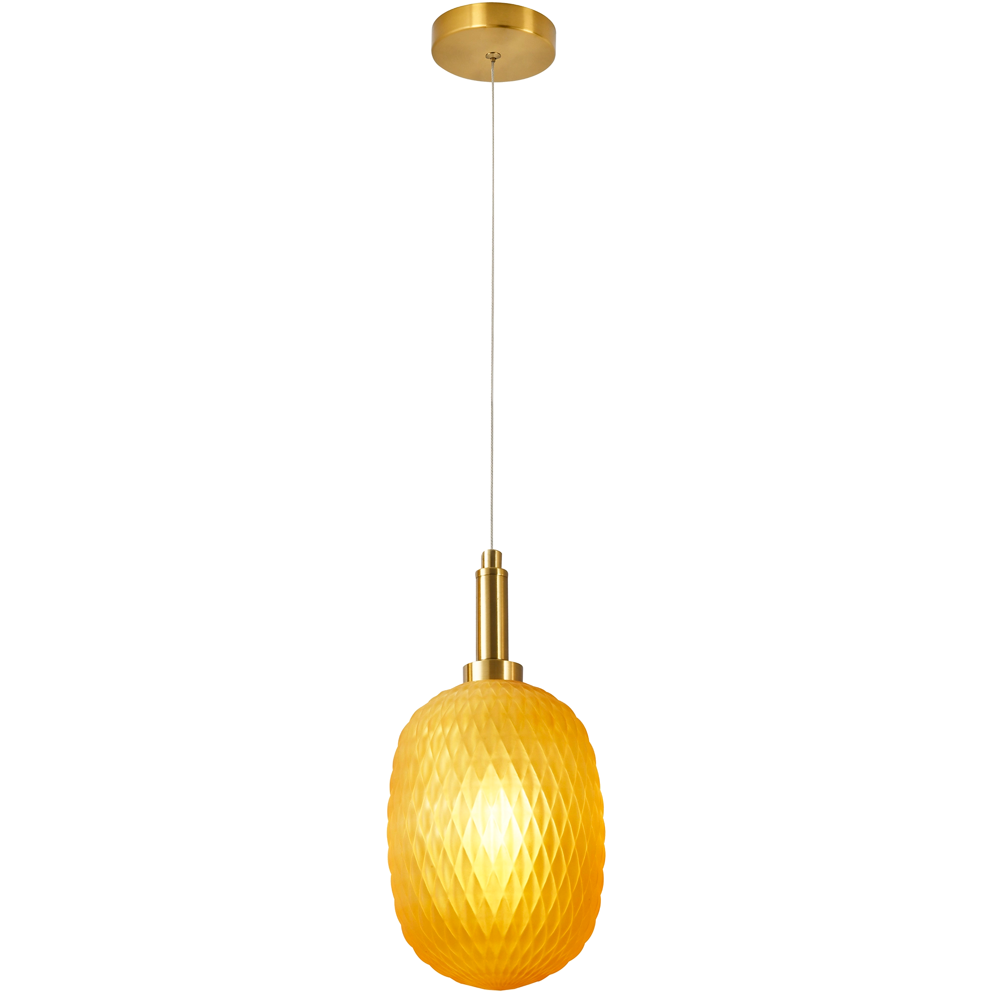 Lark Brass with Amber Diamond Pattern Glass E14 150mm Pendant