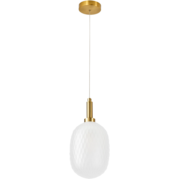 Lark Brass with Opal Diamond Pattern Glass E14 150mm Pendant