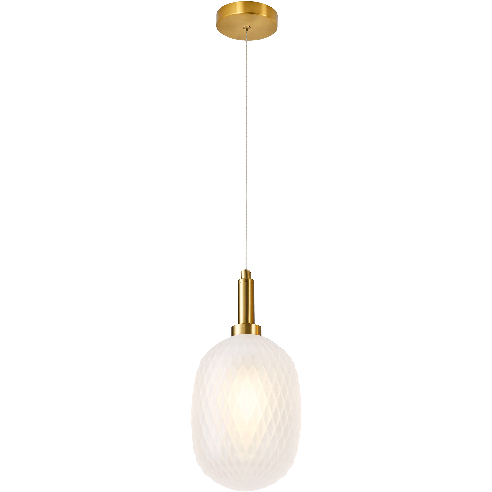 Lark Brass with Opal Diamond Pattern Glass E14 150mm Pendant