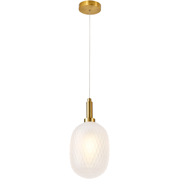 Lark Brass with Opal Diamond Pattern Glass E14 150mm Pendant