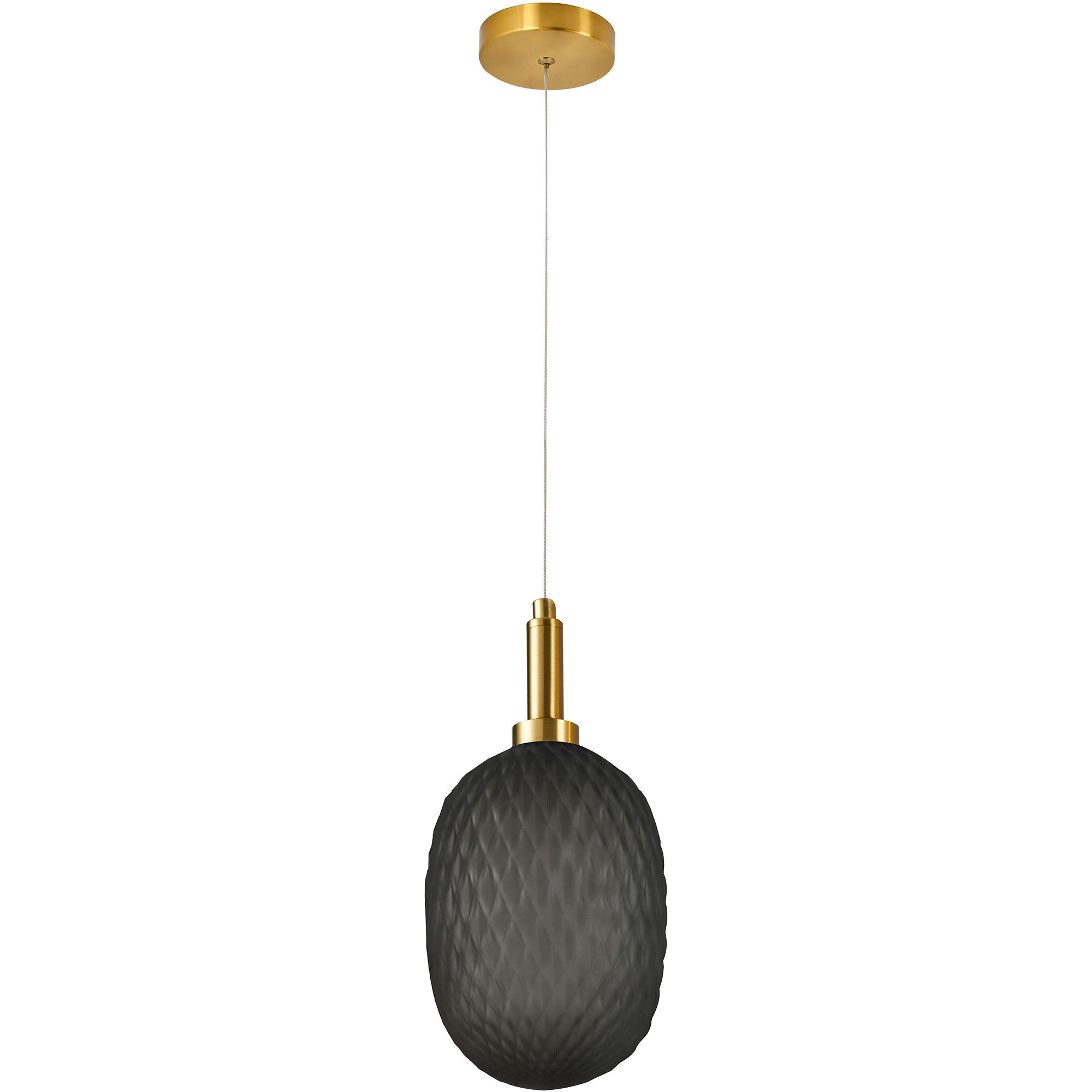 Lark Brass with Smoke Diamond Pattern Glass E14 150mm Pendant