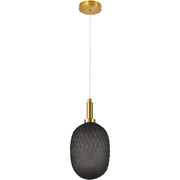 Lark Brass with Smoke Diamond Pattern Glass E14 150mm Pendant