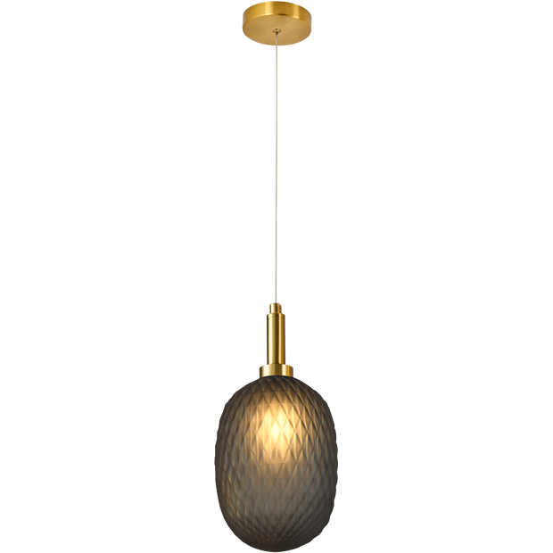 Lark Brass with Smoke Diamond Pattern Glass E14 150mm Pendant