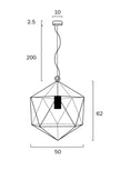 Lazlo 50 Black & Clear Glass 50cm Pendant Solid Brass