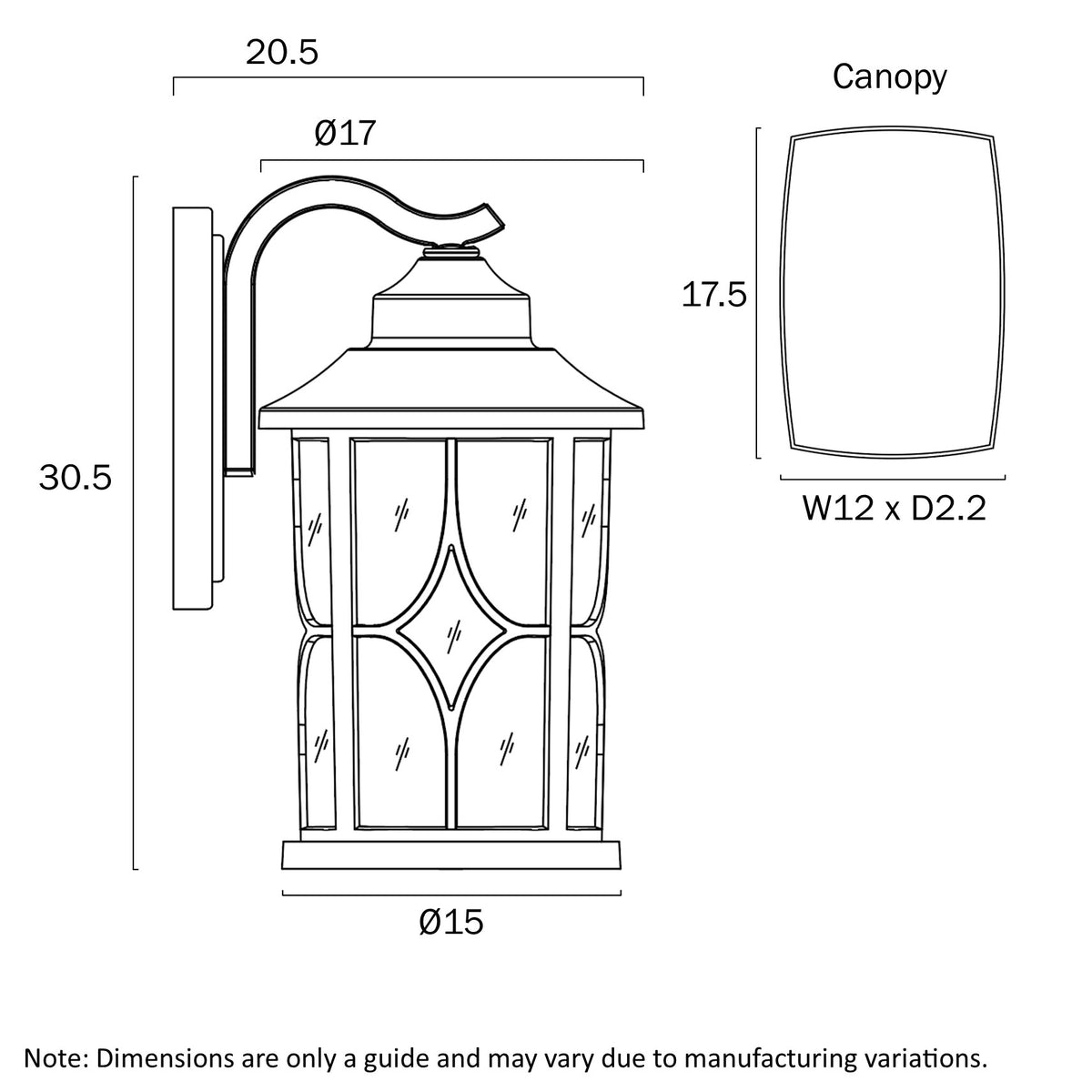 Lenore 170 Black or White IP43 Exterior Wall Light