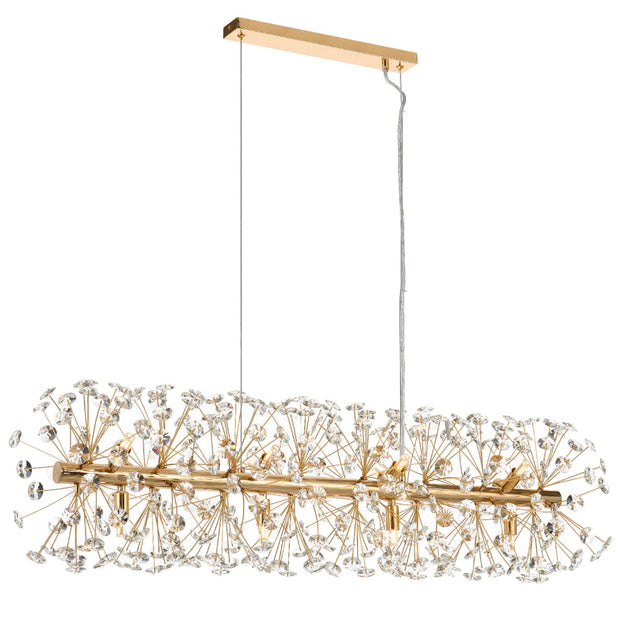 Lerida PE12R Chrome or Gold & Crystal 12 Light Rectangular Pendant