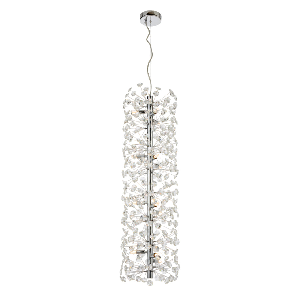 Lerida PE12V Chrome or Gold & Crystal 12 Light Vertical Pendant