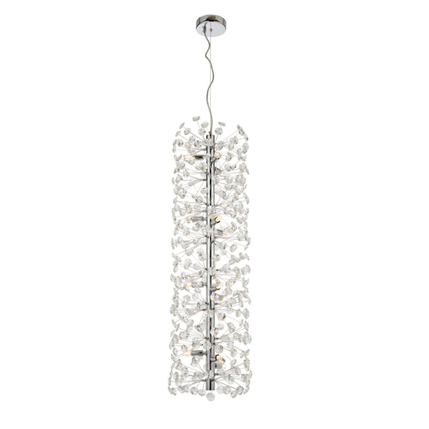 Lerida PE12V Chrome or Gold & Crystal 12 Light Vertical Pendant