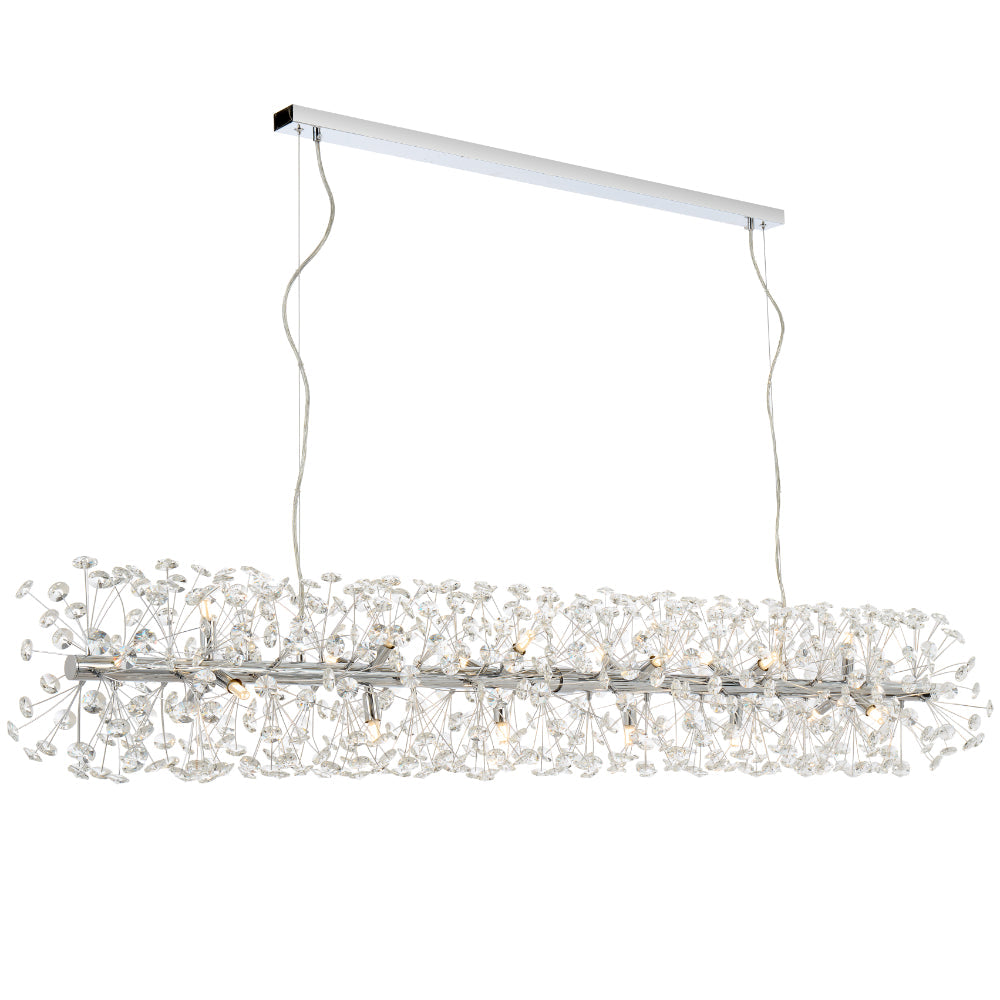 Lerida PE18 Chrome or Gold & Crystal 18 Light Rectangular Pendant