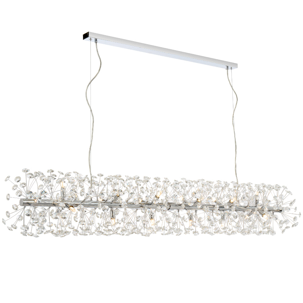 Lerida PE18 Chrome or Gold & Crystal 18 Light Rectangular Pendant