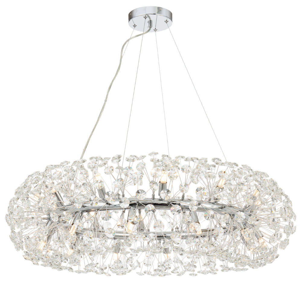 Lerida PE24 Chrome or Gold & Crystal 24 Light Pendant