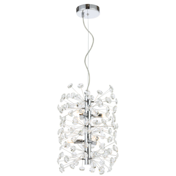 Lerida PE6V Chrome or Gold & Crystal 6 Light Vertical Pendant