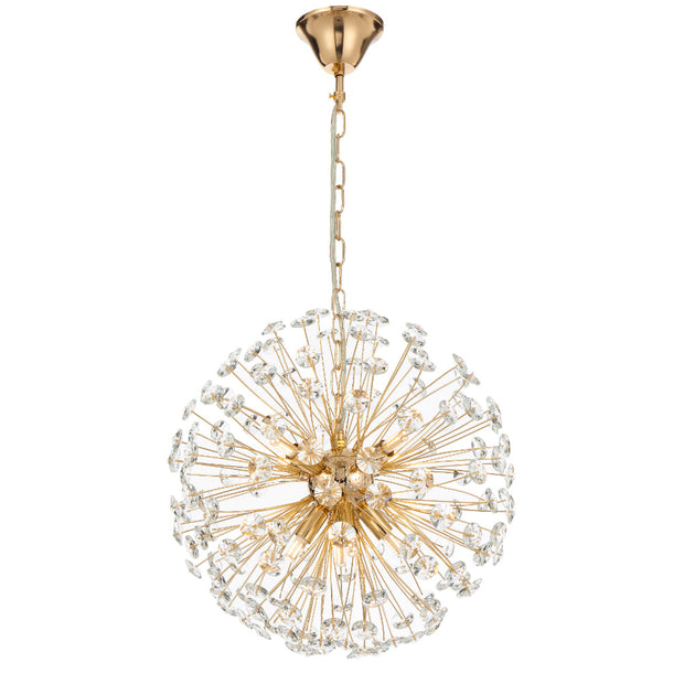 Lerida PE8 Chrome or Gold & Crystal 8 Light 40cm Round Pendant