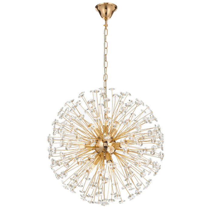 Lerida PE9 Chrome or Gold & Crystal 9 Light 50cm Round Pendant