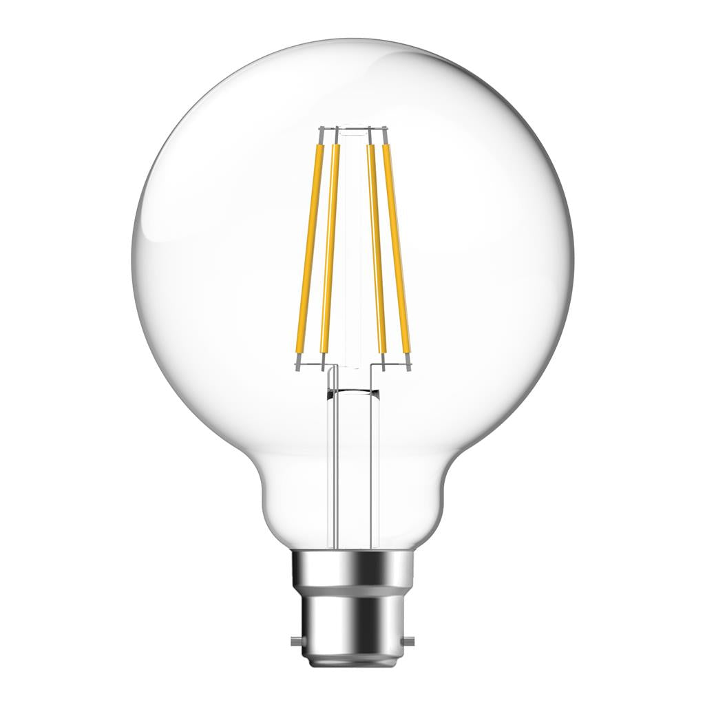 g95 7 2w dimmable led filament lamp clear 240v b22 lf g95 clr b22