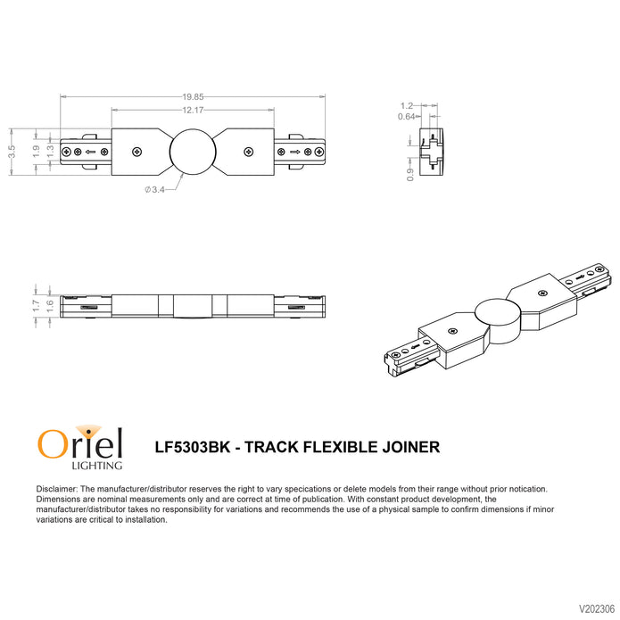 Black Single Circuit Flexible Track Joiner