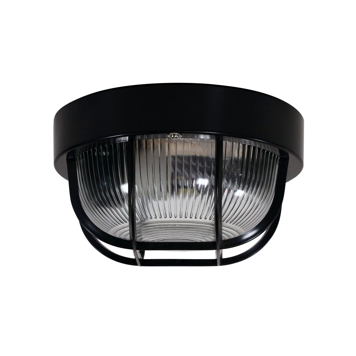 Rund Black Acrylic & Clear Glass E27 IP54 Outdoor Bunker