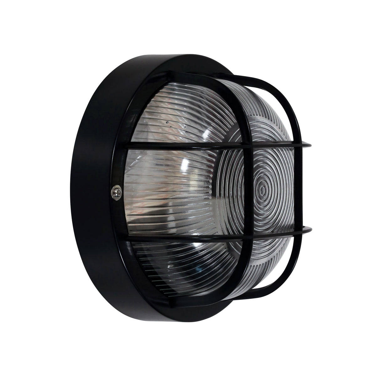 Rund Black Acrylic & Clear Glass E27 IP54 Outdoor Bunker
