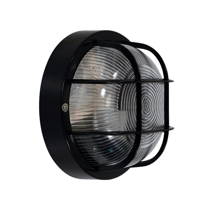 Rund Black Acrylic & Clear Glass E27 IP54 Outdoor Bunker