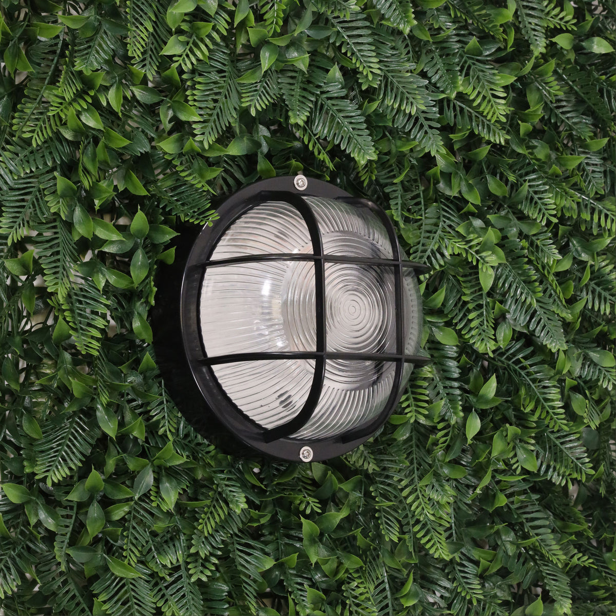 Rund Black Acrylic & Clear Glass E27 IP54 Outdoor Bunker