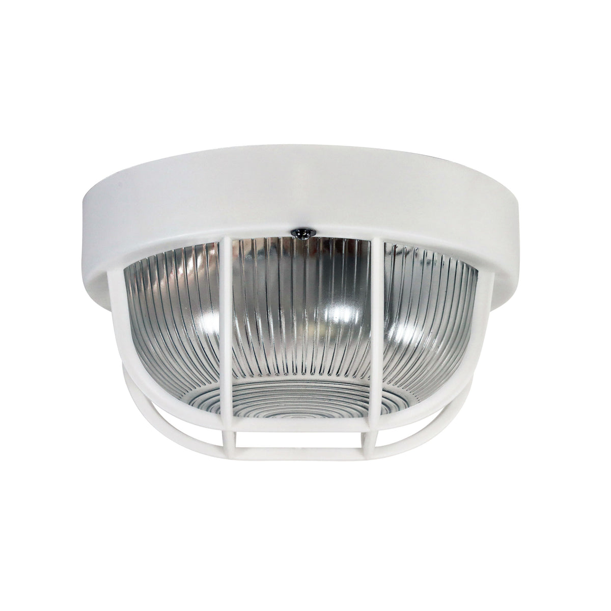 Rund White Acrylic & Clear Glass E27 IP54 Outdoor Bunker