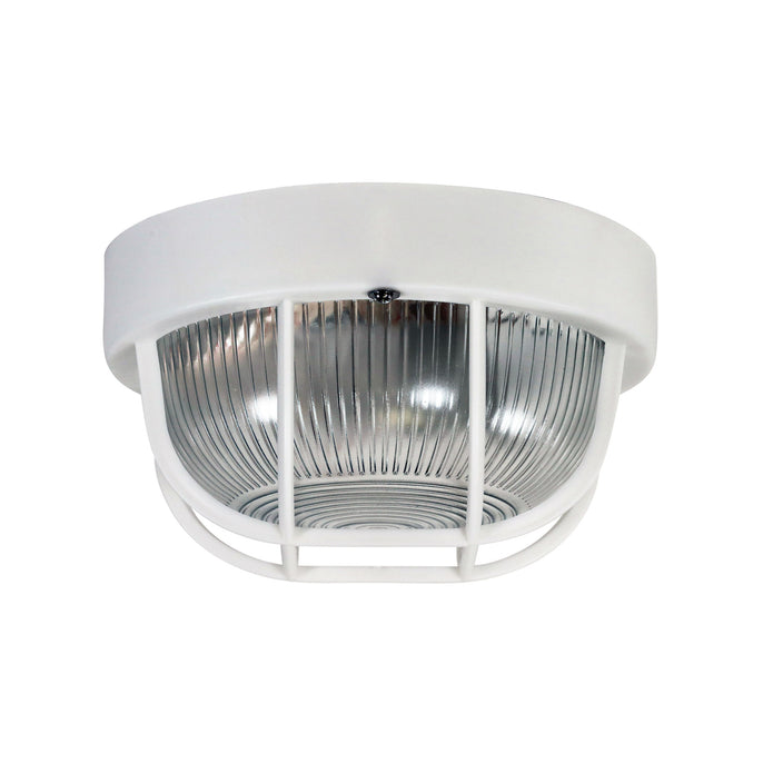 Rund White Acrylic & Clear Glass E27 IP54 Outdoor Bunker