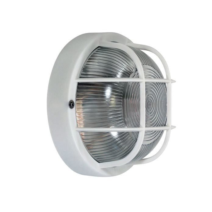 Rund White Acrylic & Clear Glass E27 IP54 Outdoor Bunker