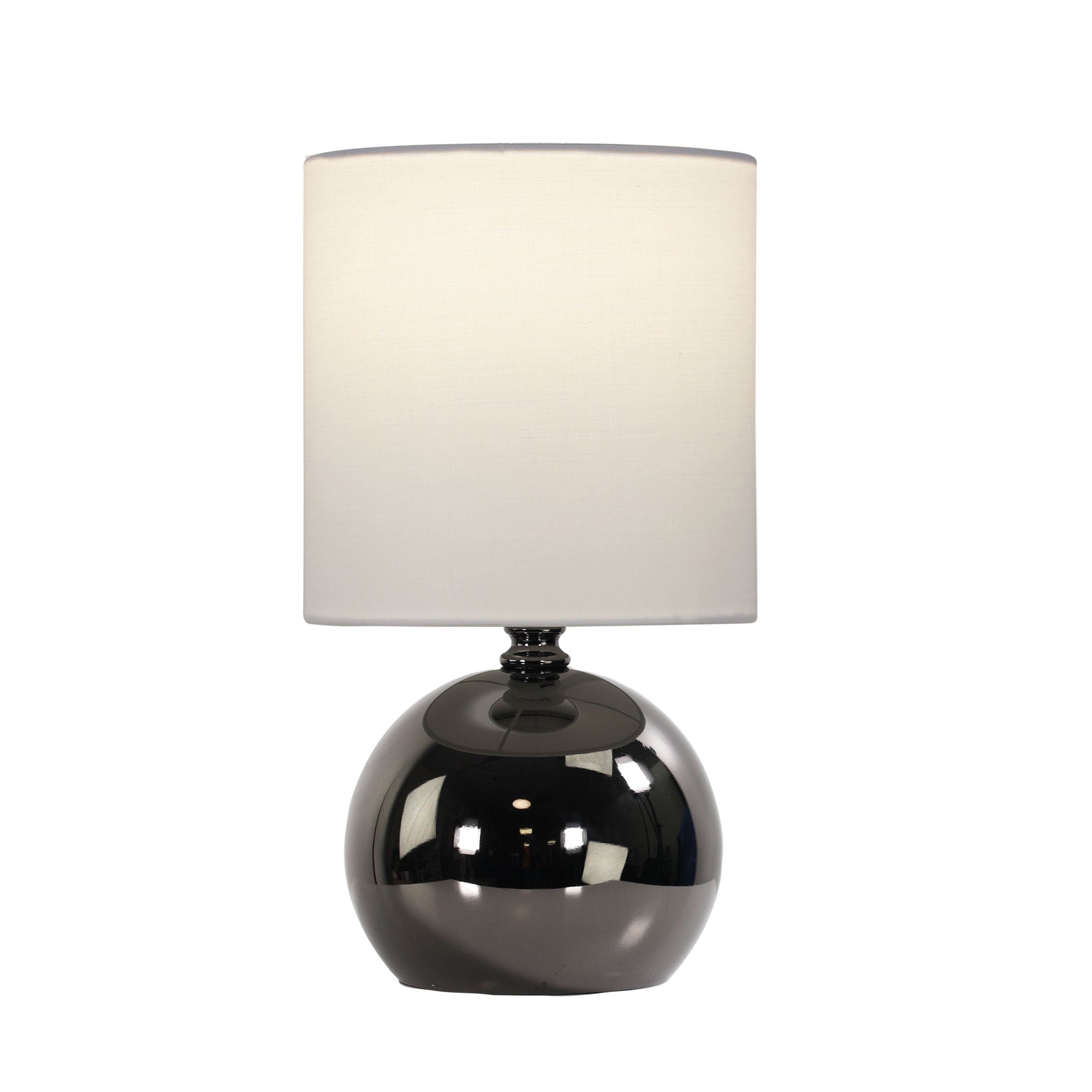 Lotti Gunmetal & White Fabric On/Off Touch Lamp