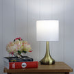 Lola Antique Brass & White Fabric On/Off Touch Lamp