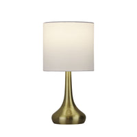 Thumbnail for Lola Antique Brass & White Fabric On/Off Touch Lamp