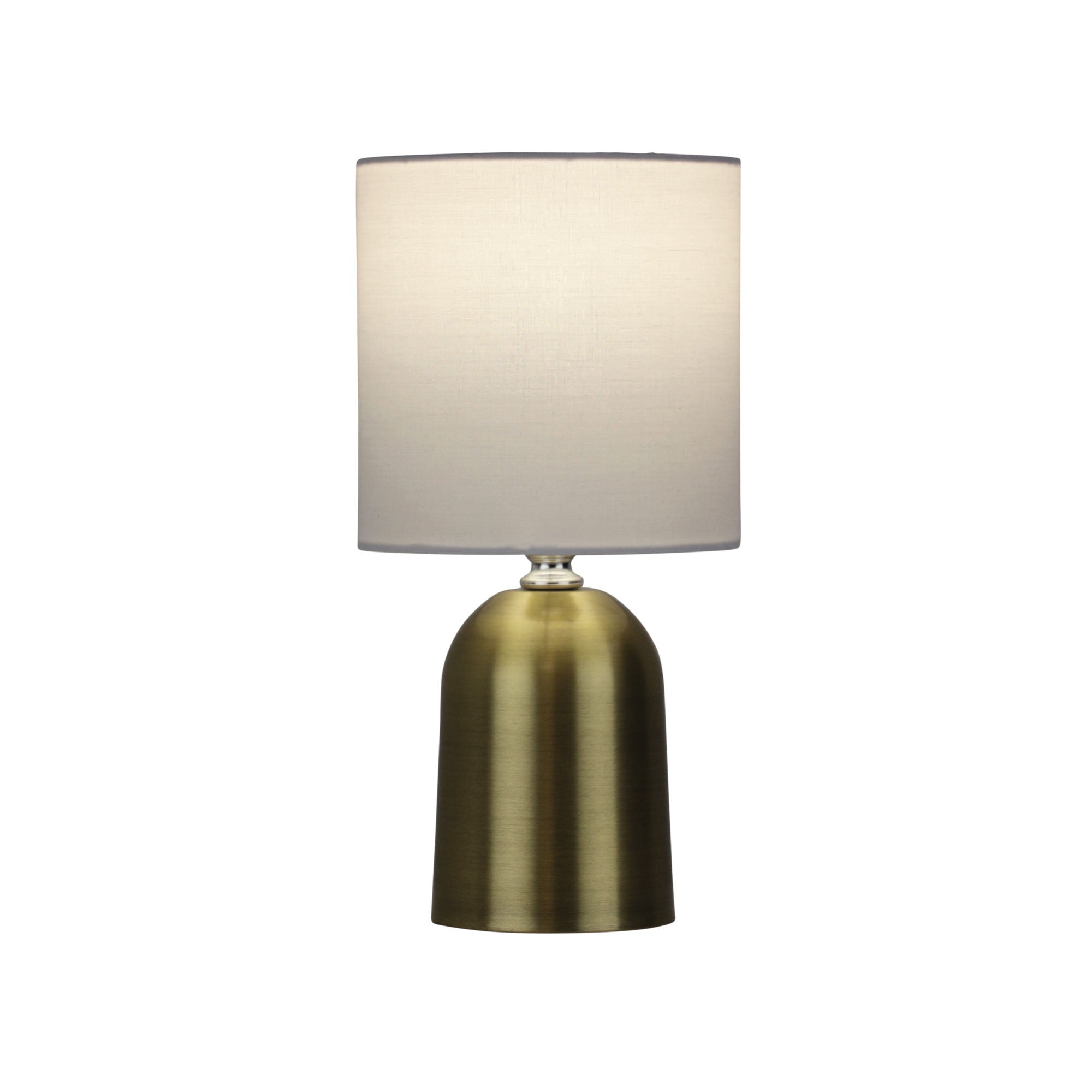 Espen Antique Brass & White Fabric On/Off Touch Lamp