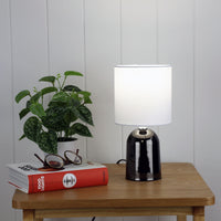 Thumbnail for Espen Gunmetal & White Fabric On/Off Touch Lamp