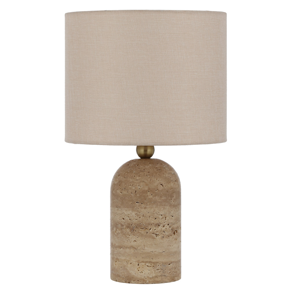 Livia Travertine Table Lamp with Fabric Shade Available in 2 Colours