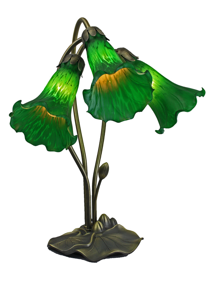 Triple Branch Downward Lily Tiffany Table Lamp