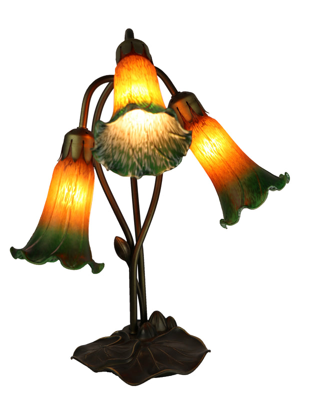 Triple Branch Downward Lily Tiffany Table Lamp