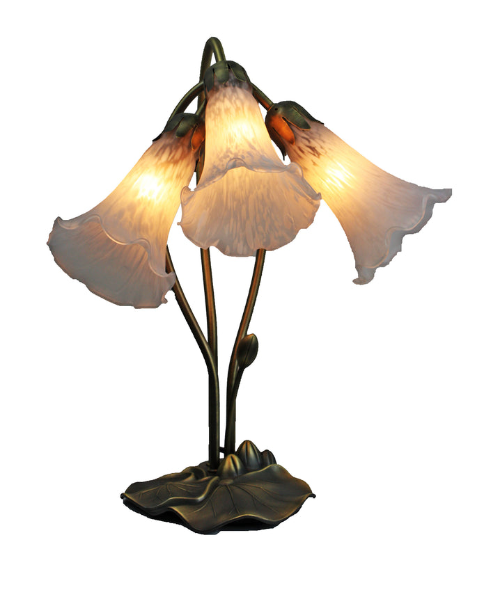 Triple Branch Downward Lily Tiffany Table Lamp
