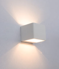 Thumbnail for London 6 Watt LED Internal Cube Shaped Up and Down Wall Light in Matt White