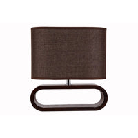 Thumbnail for Lotus Table Lamp in Dark Wood with Brown Cloth Shade