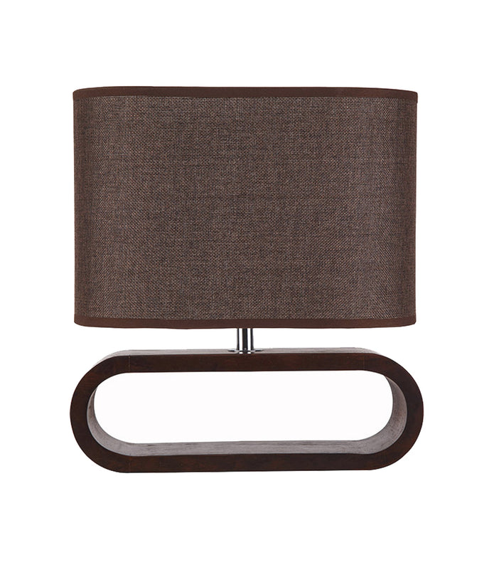 LOTUS: Blonde / Dark Wood Cloth Shade Table Lamps