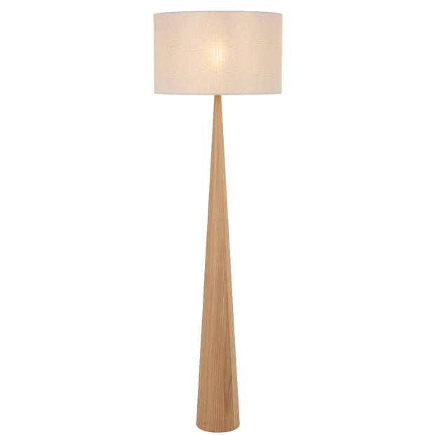 Lovisa Walnut or Oak Look Metal Floor Lamp with Cream Fabric Shade