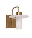LUCERNA: Interior Cylinder Round Hat Alabaster Shade Brass Highlight Wall Light