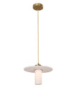 LUCERNA: Interior Cylinder Round Hat Alabaster Shade Brass Highlight Pendant Light