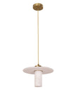 LUCERNA: Interior Cylinder Round Hat Alabaster Shade Brass Highlight Pendant Light