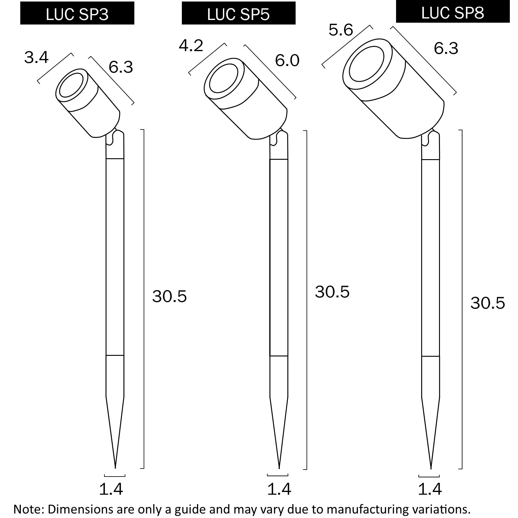 Luc SP3 Black 3W 3000K IP65 Spike Spot Light