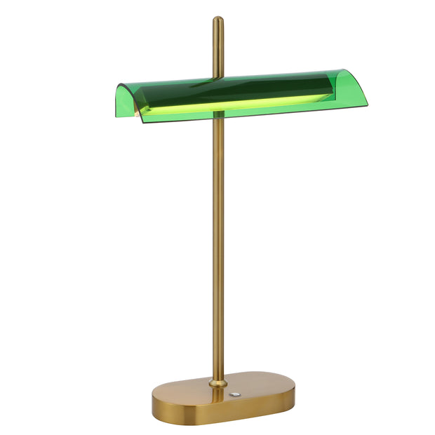 Lyman Gunmetal/Smoke or Antique Gold/Green 8W Dimmable Table Lamp
