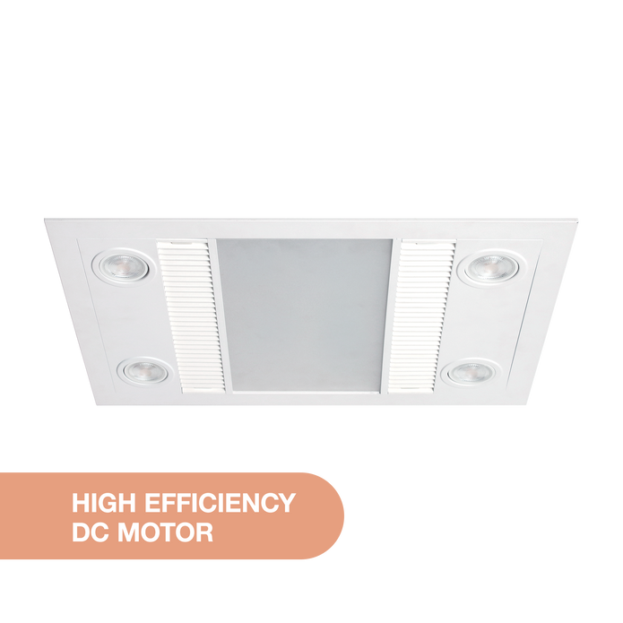 Linux DC 1000w Halogen 3 in 1 Bathroom Heater & High Extraction Exhaust Fan with LED Light White