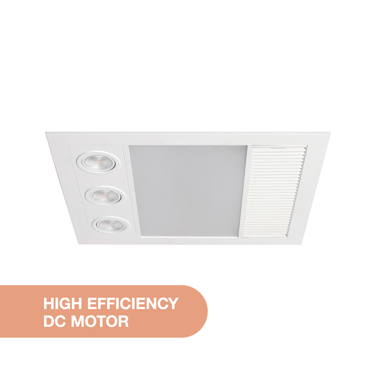 Linux Mini DC 1000w Halogen 3 in 1 Bathroom Heater & High Extraction Exhaust Fan with LED Light White