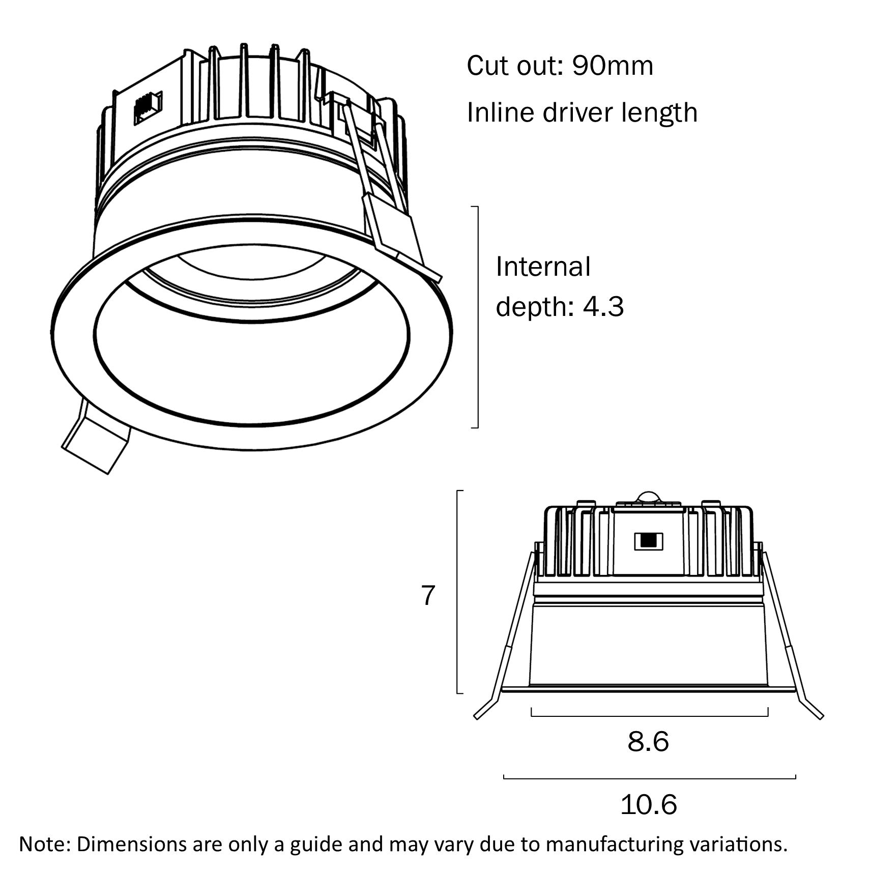 Macro White or Black 9W CCT IP44 Low Glare Downlight
