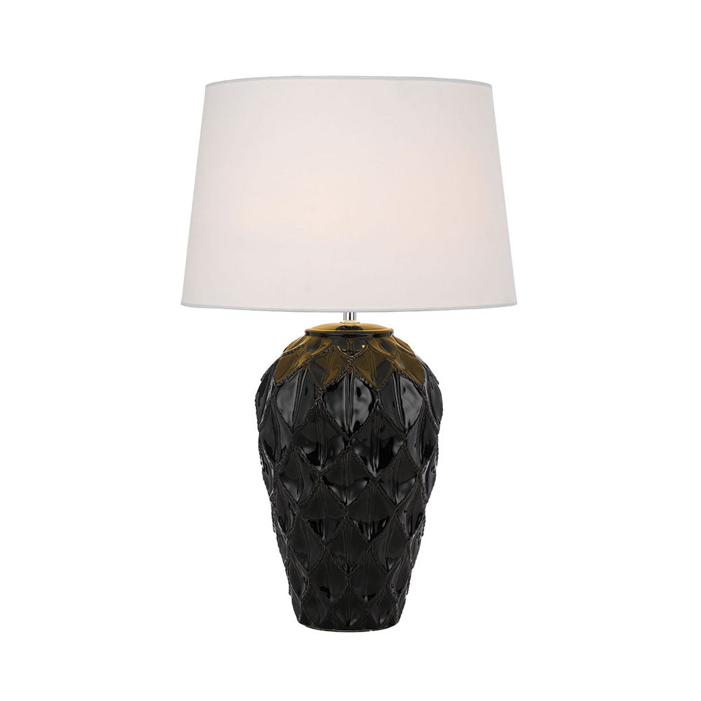Madrid Red, Green, Blue or Black Ceramic Table Lamp with White Fabric Shade