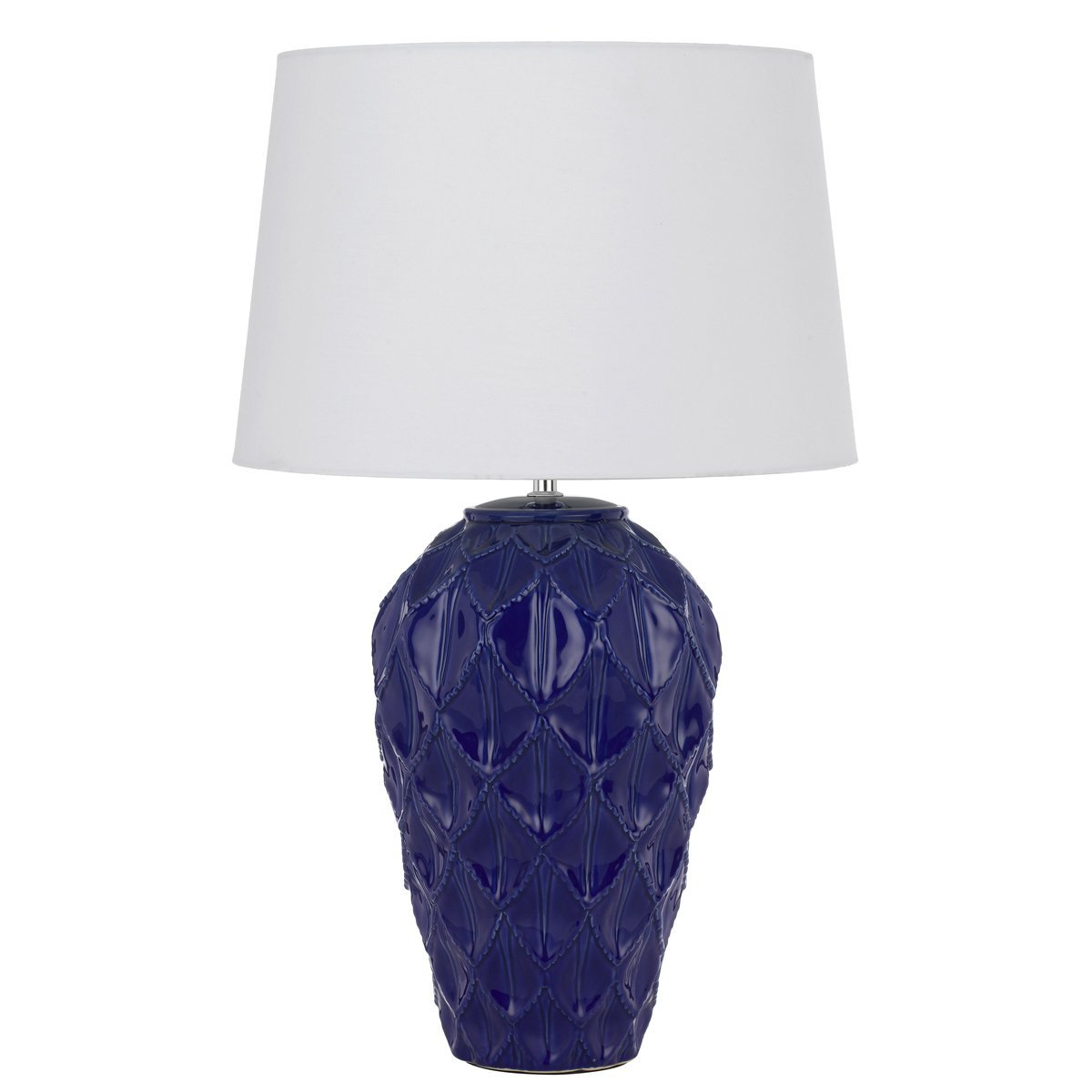 Madrid Table Lamp in Blue with White Shade